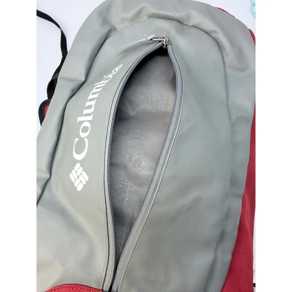 Columbia Red Grey Cordura Roll Top Backpack Hiking Outdoor Bag